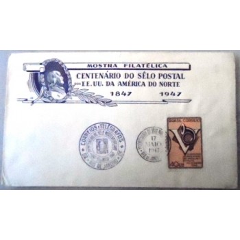 Envelope de 1947 Mostra Filatélica Centenário do Selo Postal Americano