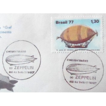 Envelope Comemorativo de 1978 Cinquentenário Zeppelin - selo