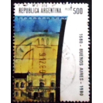 Selo postal da Argentina de 1980 Glazed tiles in Subway station Catedral