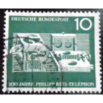 Selo postal da Alemanha de 1961 Telephone by Reis from 1861