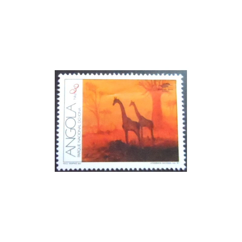 Selo postal da Angola de 1991 Giraffe
