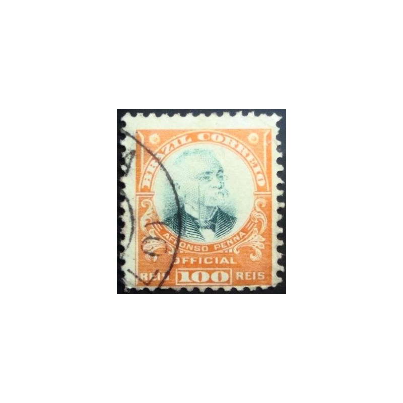 Selo postal do Brasil de 1906 Afonso Penna 100 U