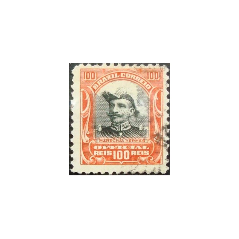 Selo postal do Brasil de 1913 Hermes da Fonseca 100 U