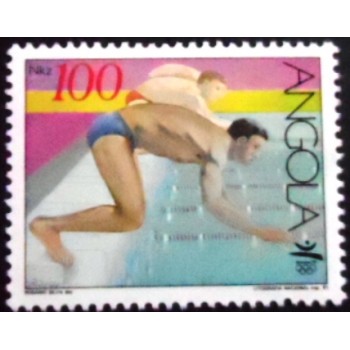 Selo postal da Angola de 1991 Natação