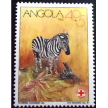Selo postal da Angola de 1991 Zebra