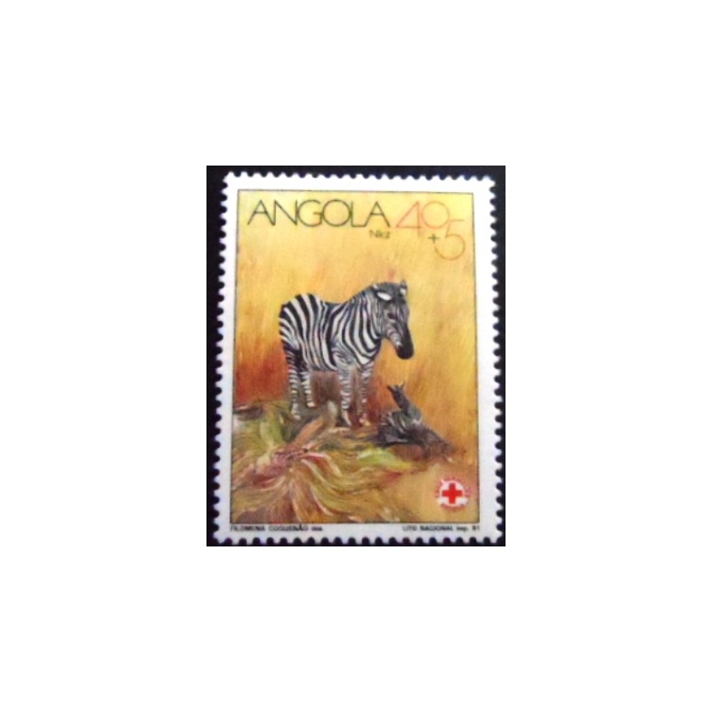 Selo postal da Angola de 1991 Zebra