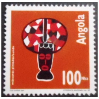 Selo postal da Angola de 1992 Art Quioca 100