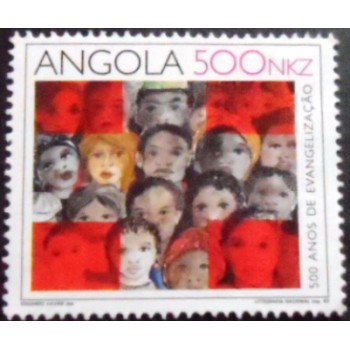 Selo postal da Angola de 1992 Faces of people