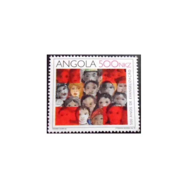 Selo postal da Angola de 1992 Faces of people