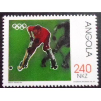 Selo postal da Angola de 1992 Hockey