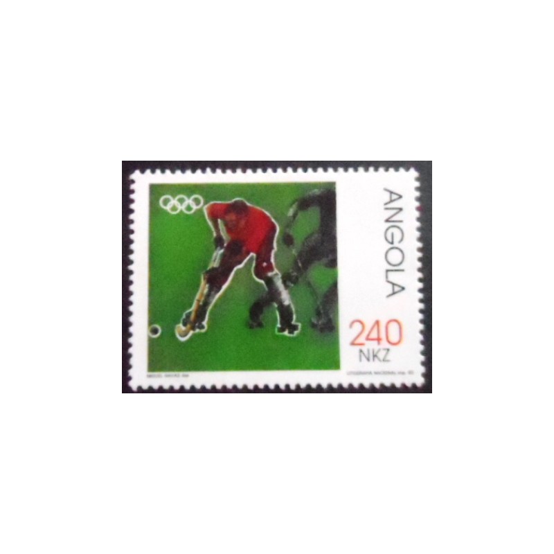 Selo postal da Angola de 1992 Hockey