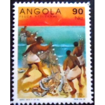Selo postal da Angola de 1992 Artisanal Fisheries 90