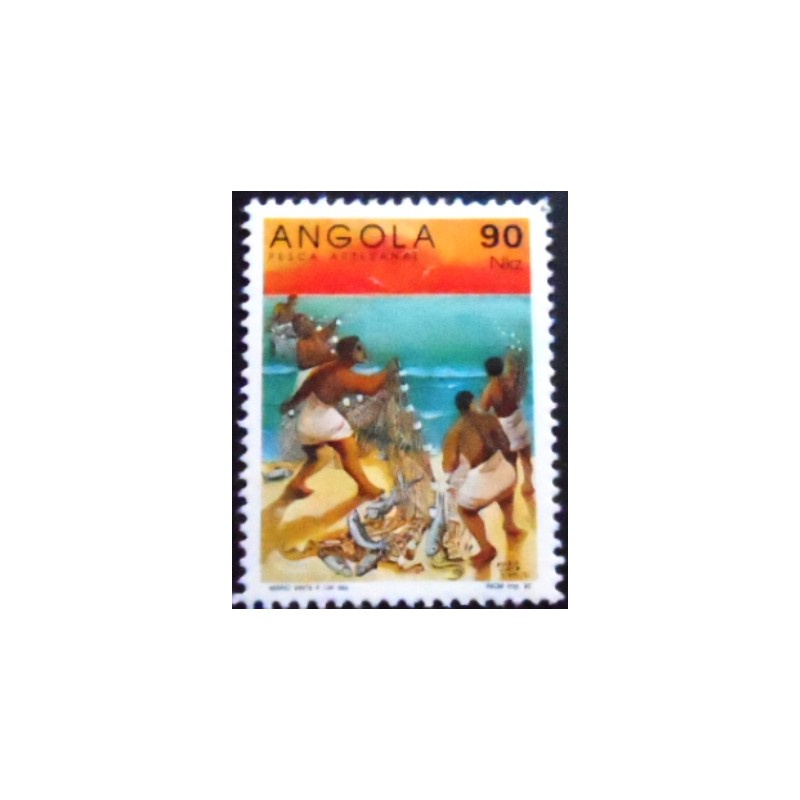 Selo postal da Angola de 1992 Artisanal Fisheries 90