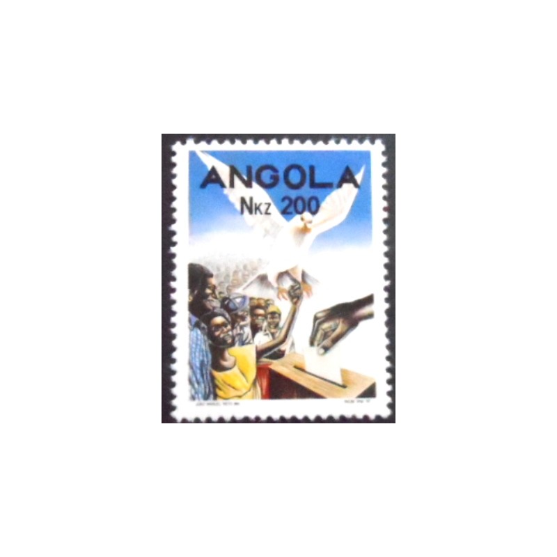 Selo postal da Angola de 1992 Election Peace Dove