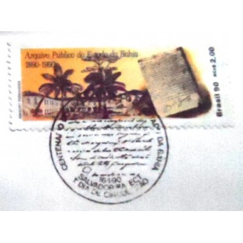 FDC Oficial de 1990 nº 489 Arquivo Público Bahia 7965 - detalhe