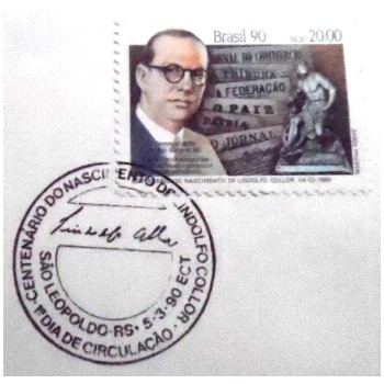 FDC Oficial de 1990 nº 495 Lindolfo Collor 21002 - detalhe