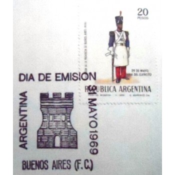 First Day Card da Argentina de 1969 Dia Del Ejercito - detalhe