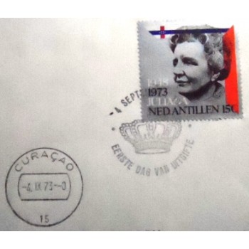 FDC oficial das Antilhas Holandesas de 1973 Queen Juliana - detalhe