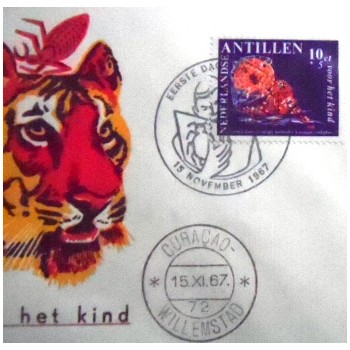 FDC oficial das Antilhas Holandesas de 1967 Children Stamps - detalhe