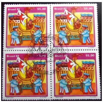 Quadra de selos postais do Brasil de 1981 Marujada MCC