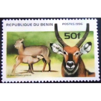 Imagem do selo postal do Benin de 1996 Waterbuck