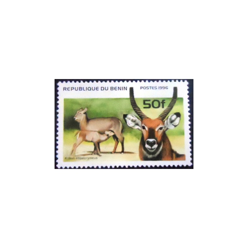 Imagem do selo postal do Benin de 1996 Waterbuck