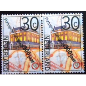 Par de selos postais da Holanda de 1975 Portuguese–Israelite Synagogue