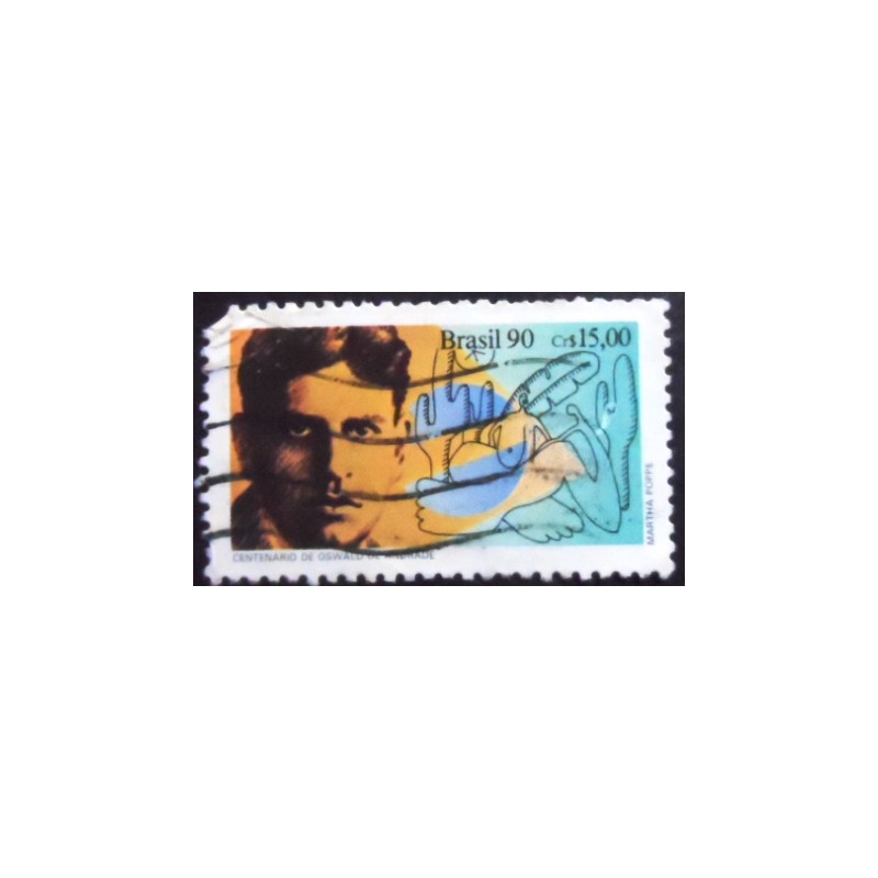 Selo postal do Brasil de 1990 Oswald de Andrade U