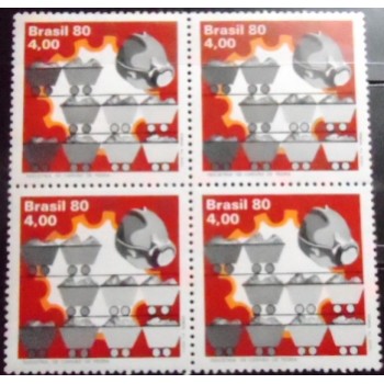 Quadra de selos do Brasil de 1980 Carvão de Pedra M