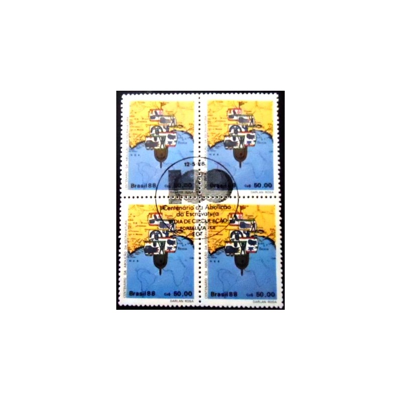 Quadra de selos postais do Brasil de 1988 Navio Negreiro CE MCC