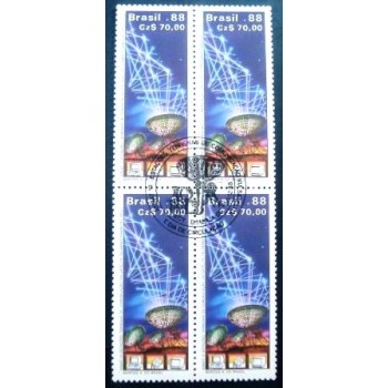 Quadra de selos postais do Brasil de 1988 ANSAT 10 MCC
