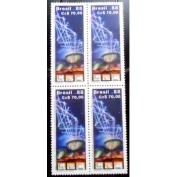 Quadra de selos postais do Brasil de 1988 ANSAT M QD