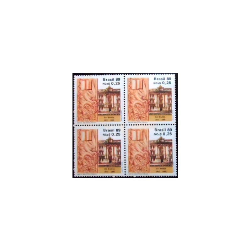Quadra de selos postais de 1989 Biblioteca Pública N