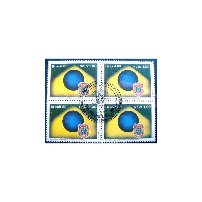 Quadra de selos postais do Brasil de 1989 Polícia Federal MCC DF