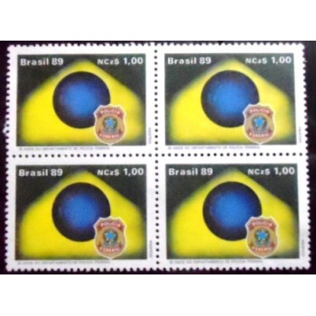 Quadra de selos postais do Brasil de 1989 Polícia Federal M