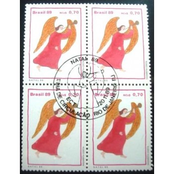 Quadra de selos do Brasil de 1989 Anjo MCC