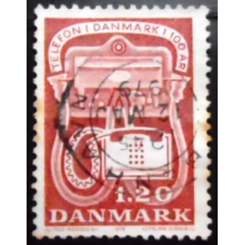 Selo postal da Dinamarca de 1979 Early & Modern Telephones