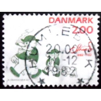Selo postal da Dinamarca de 1982 Peter & Ping with dog U