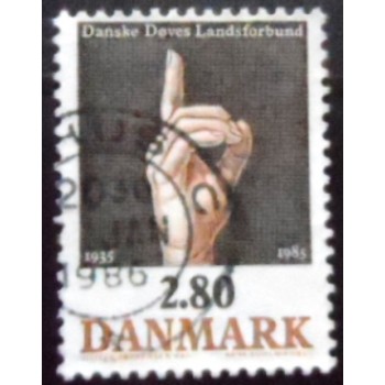 Selo postal da Dinamarca de 1985 "D" in Sign Language