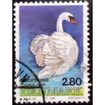 Selo postal da Dinamarca de 1986 Mute Swan