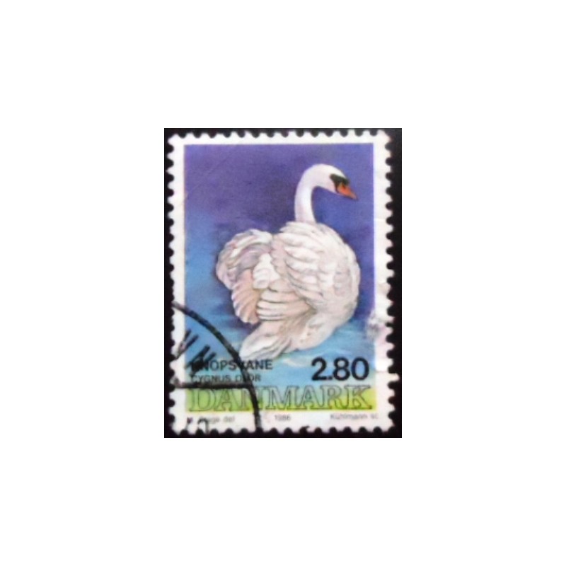 Selo postal da Dinamarca de 1986 Mute Swan