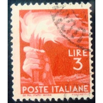 Selo postal da Itália de 1945 Hand holding a torch 3