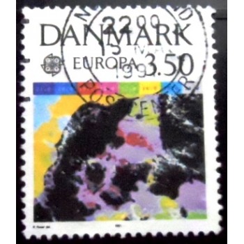 Selo postal da Dinamarca de 1991 Satellite picture of Denmark 3,50