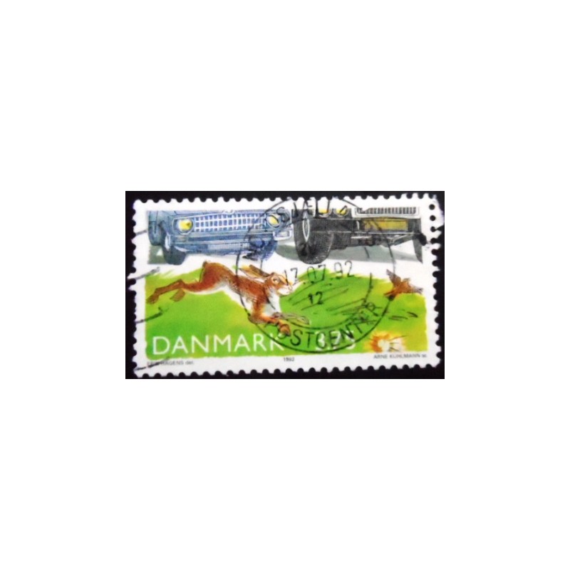 Selo postal da Dinamarca de 1992 Hare Eurasian sky lark
