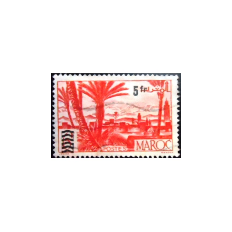 Selo postal do Marrocos de 1951 Oasis 5