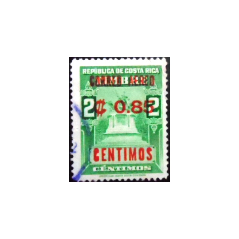 Selo postal da Costa Rica de 1962 Revenue Stamp Surcharged in Red