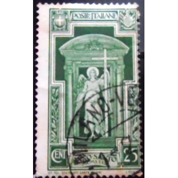 Selo postal da Itália de 1933 Angel Carrying the Cross 25