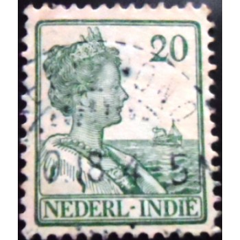 Selo postal Índias Holandesas de 1915 Queen Wilhelmina 20 U
