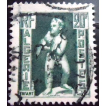 Selo postal da Argélia de 1952 Child with Eagle CS