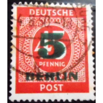 Selo postal da Alemanha Berlin de 1949 overprint Numbers